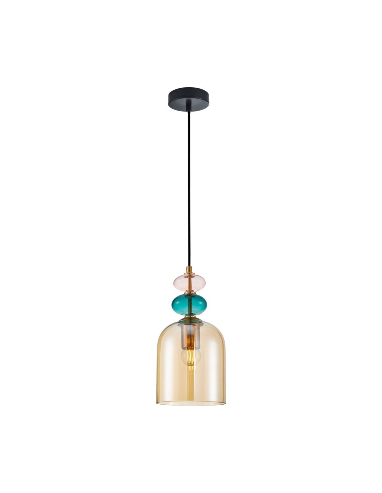 Designer pendant lamps - Italux Busco Pendant 1xE27 40W Gold, Black PND-30263-1B-BRO-AMB - product kolory-swiatla.pl 2
