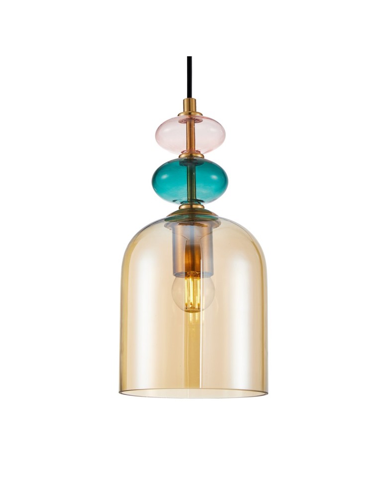 Designer pendant lamps - Italux Busco Pendant 1xE27 40W Gold, Black PND-30263-1B-BRO-AMB - product kolory-swiatla.pl 1