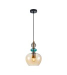 Designer pendant lamps - Italux Busco Pendant 1xE27 40W Gold, Amber PND-30263-1A-BRO-AMB - product 2