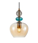 Designer pendant lamps - Italux Busco Pendant 1xE27 40W Gold, Amber PND-30263-1A-BRO-AMB - product 1