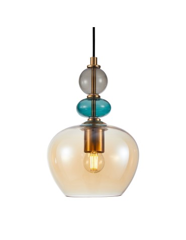 Italux Busco Pendant 1xE27 40W Gold, Amber PND-30263-1A-BRO-AMB