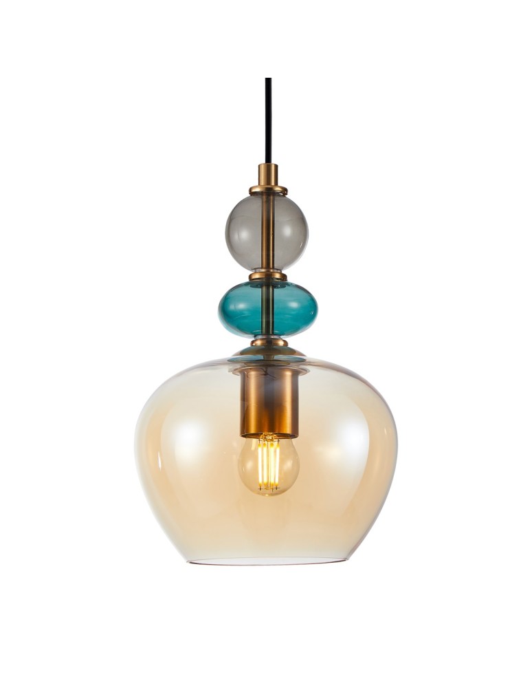 Designer pendant lamps - Italux Busco Pendant 1xE27 40W Gold, Amber PND-30263-1A-BRO-AMB - product kolory-swiatla.pl 1