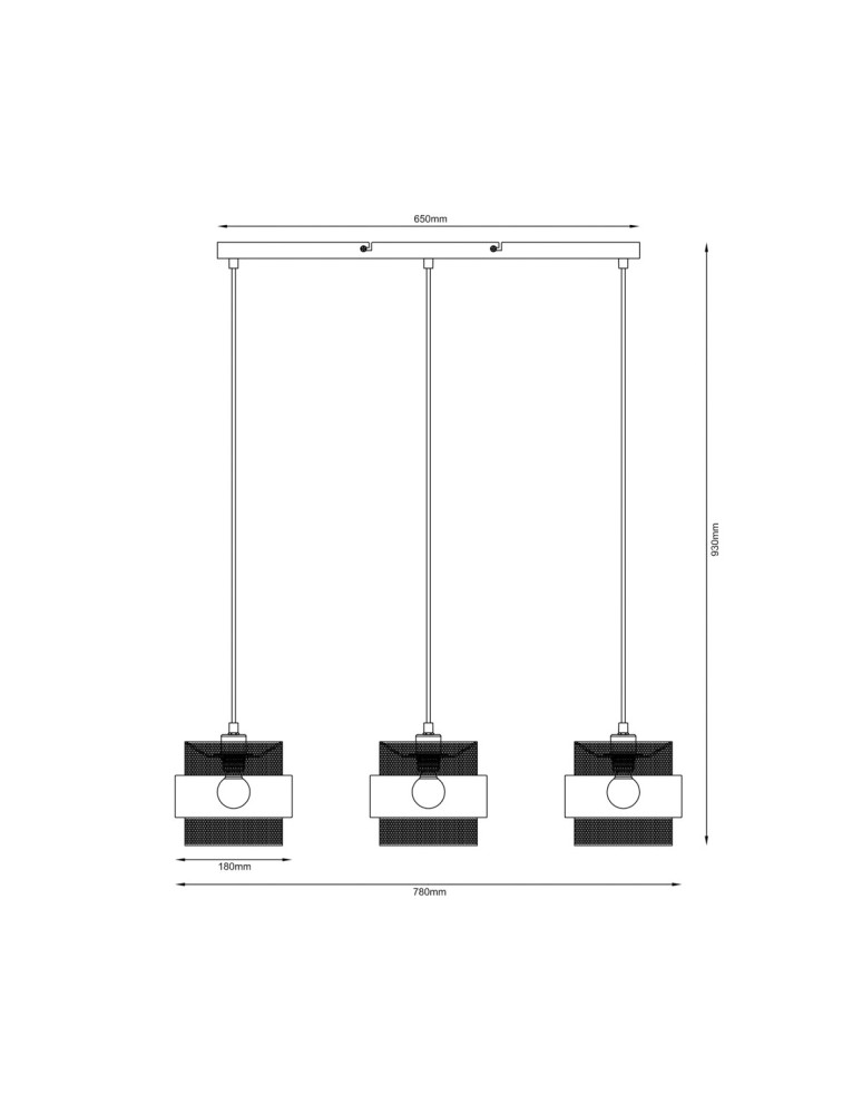 Pendant lamps on a strip - Italux Bans Pendant 3xE27 40W Gold, Black PND-27467-3-BK-GD - product kolory-swiatla.pl 3
