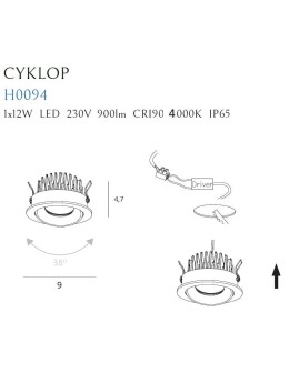 Maxlight Oprawa Wpustowa Cyklop Biała 4000K IP65 H0094 4000K - produkt 2