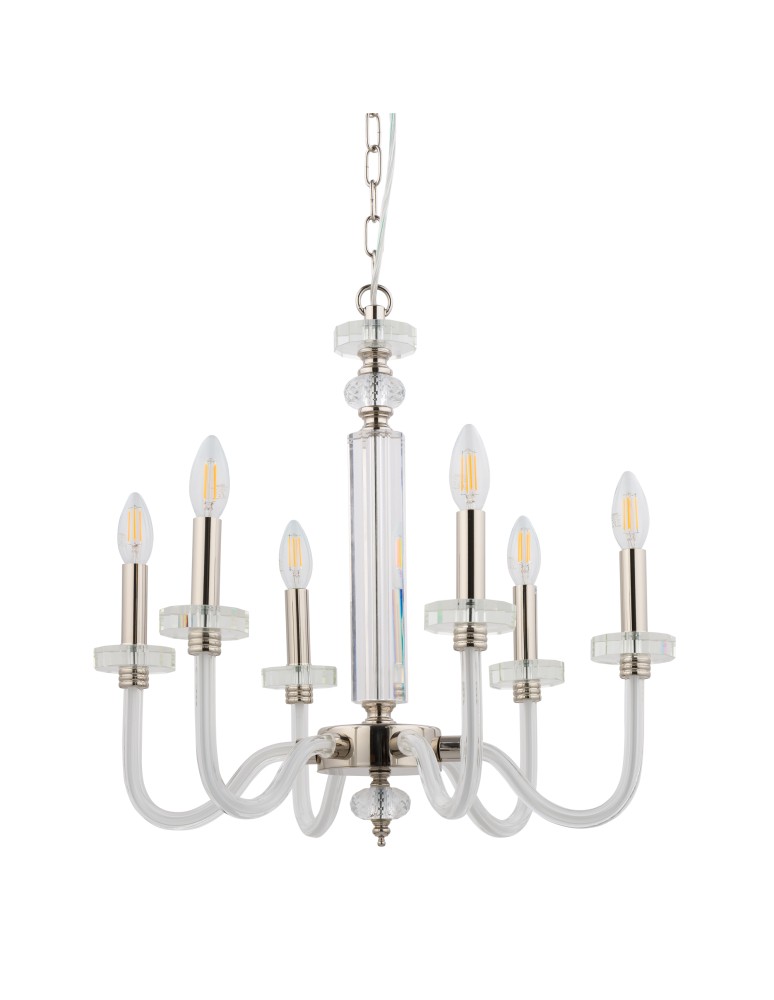 Chandelier chandeliers - Nowodvorski HAMPTON Ceiling Max power chandelier 6x40W E14 Chrome 8154 - product kolory-swiatla.pl 1