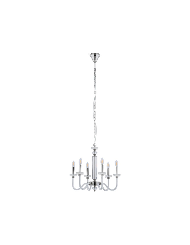 Chandelier chandeliers - Nowodvorski HAMPTON Ceiling Max power chandelier 6x40W E14 Chrome 8154 - product kolory-swiatla.pl 2