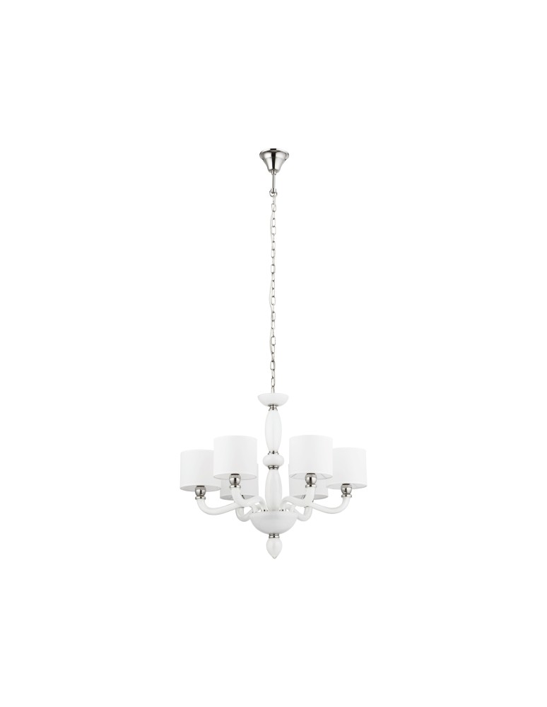 Chandelier with lampshade - Nowodvorski NEWPORT Ceiling Max power chandelier 6x40W E14 White 8156 - product kolory-swiatla.pl 1