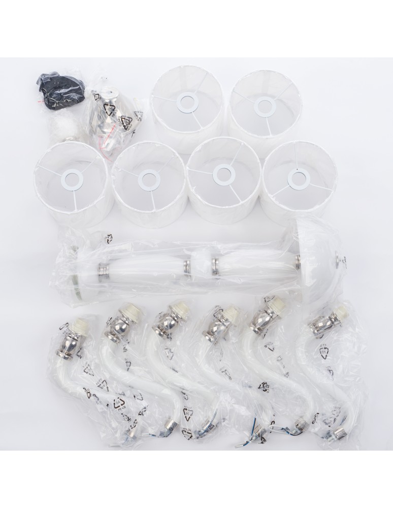 Chandelier with lampshade - Nowodvorski NEWPORT Ceiling Max power chandelier 6x40W E14 White 8156 - product kolory-swiatla.pl 3