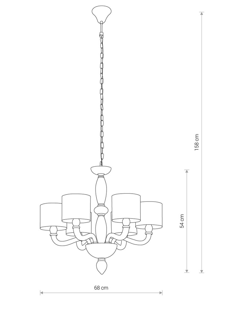 Chandelier with lampshade - Nowodvorski NEWPORT Ceiling Max power chandelier 6x40W E14 White 8156 - product kolory-swiatla.pl 4