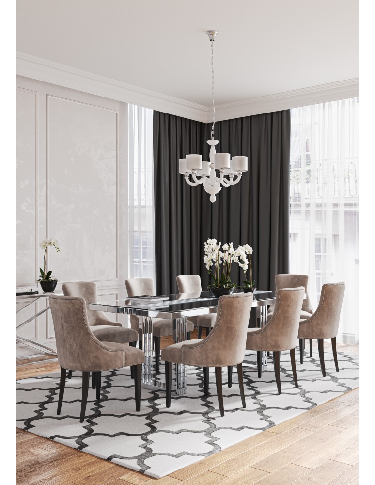 Chandelier with lampshade - Nowodvorski NEWPORT Ceiling Max power chandelier 6x40W E14 White 8156 - product kolory-swiatla.pl 7