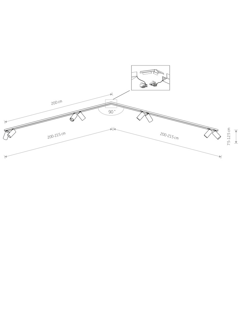 Spotlight ceiling lamps - Nowodvorski MONO CORNER 2x200 Reflector/Spot Max power 10W only LED GU10 Black 7702 - product kolory-swiatla.pl 2