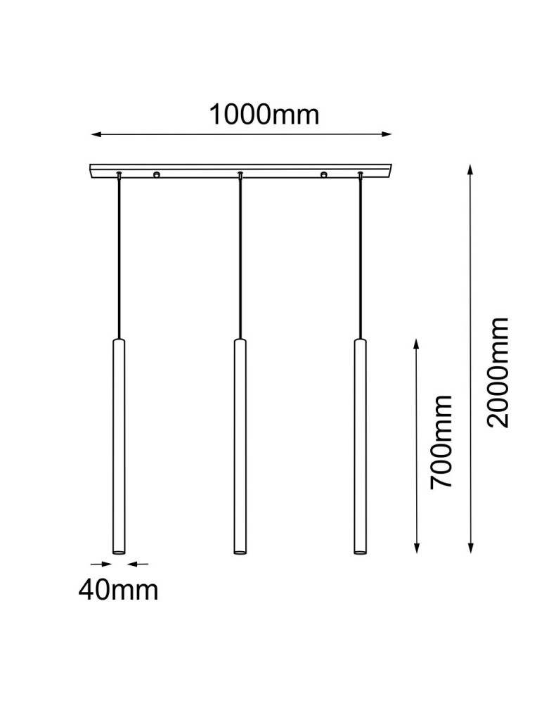 Pendant lamps on a strip - Amplex Akadi 3 pendant lamp - polished brass-black (700 mm) 8885 - product kolory-swiatla.pl 2