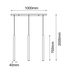 Pendant lamps on a strip - Amplex Akadi 3 pendant lamp - Polished brass-white (700 mm) 8886 - product 2