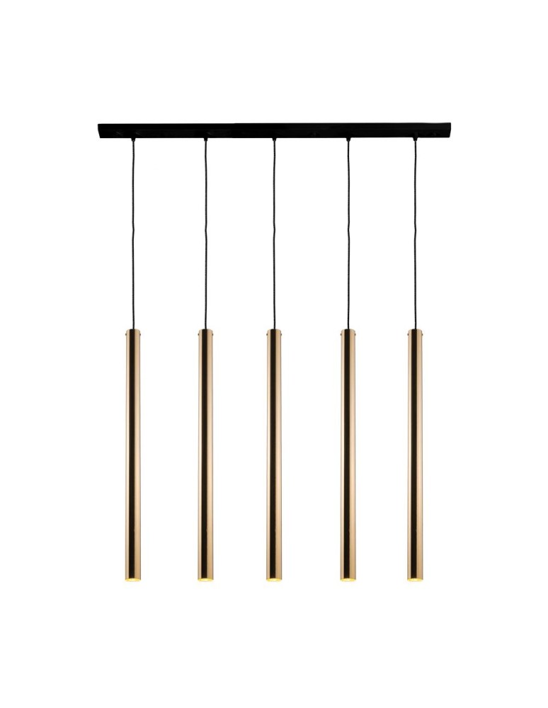 Pendant lamps on a strip - Amplex Akadi 5 pendant lamp - polished brass-black (700 mm) 8887 - product kolory-swiatla.pl 1