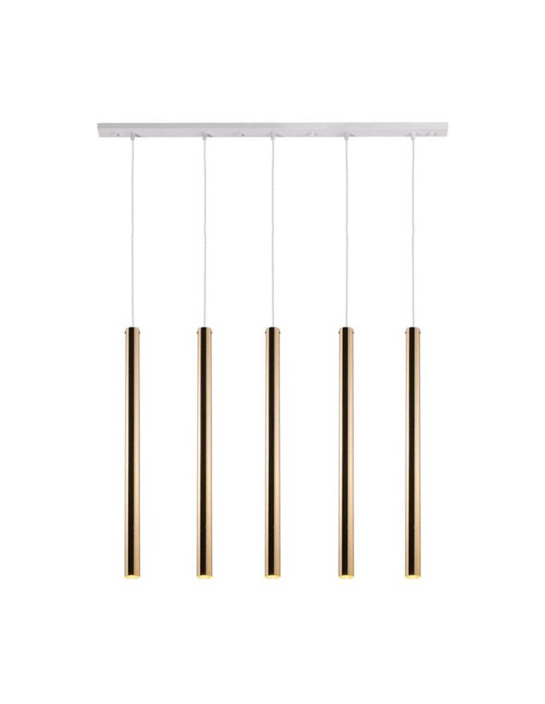 Pendant lamps on a strip - Amplex Akadi 5 pendant lamp - Polished brass-white (700 mm) 8888 - product kolory-swiatla.pl 1