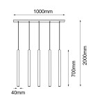 Pendant lamps on a strip - Amplex Akadi 5 pendant lamp - Polished brass-white (700 mm) 8888 - product 2