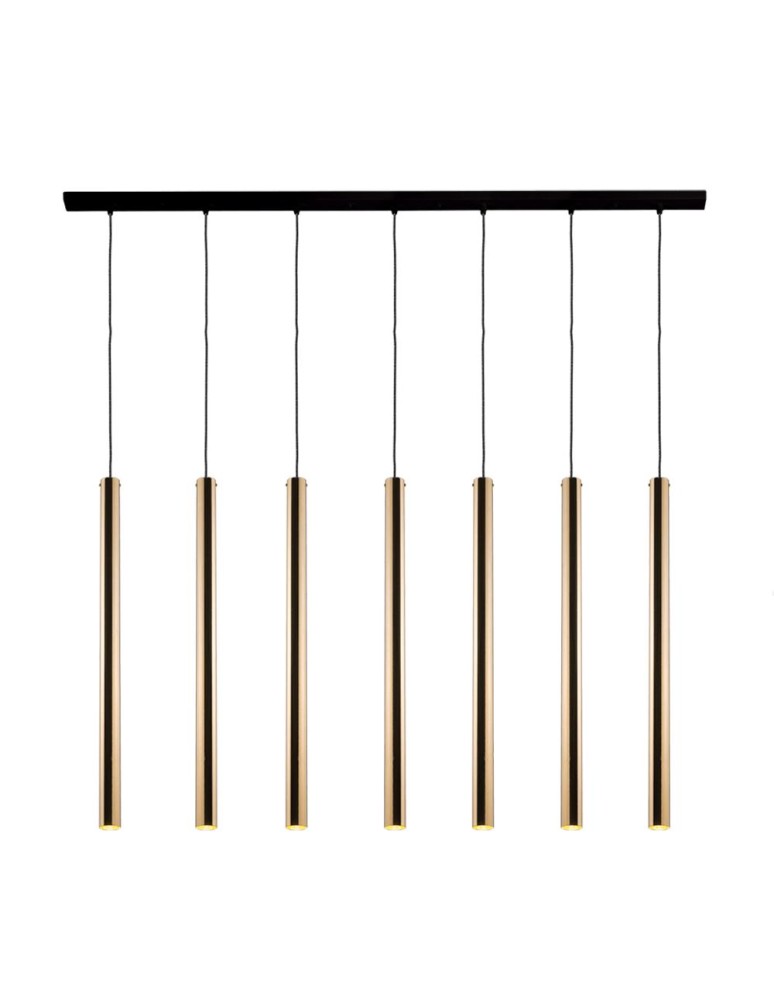 Pendant lamps on a strip - Amplex Akadi 7 pendant lamp - Polished brass-black (700 mm) 8889 - product kolory-swiatla.pl 1