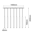 Pendant lamps on a strip - Amplex Akadi 7 pendant lamp - Polished brass-black (700 mm) 8889 - product 2