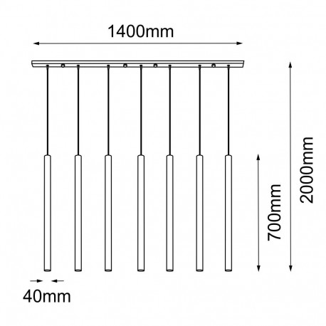 Amplex Lampa wisząca Akadi 7 - Mosiądz polerowany-czarna (700 mm) 8889