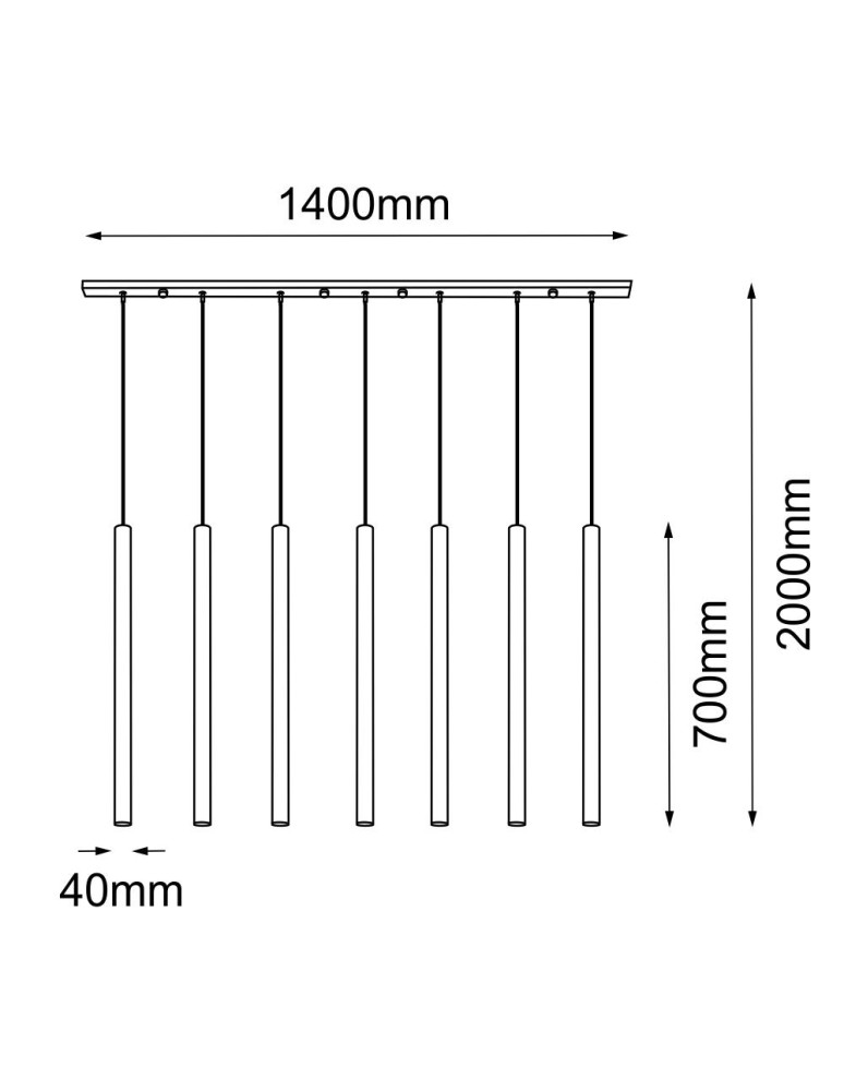 Pendant lamps on a strip - Amplex Akadi 7 pendant lamp - Polished brass-black (700 mm) 8889 - product kolory-swiatla.pl 2