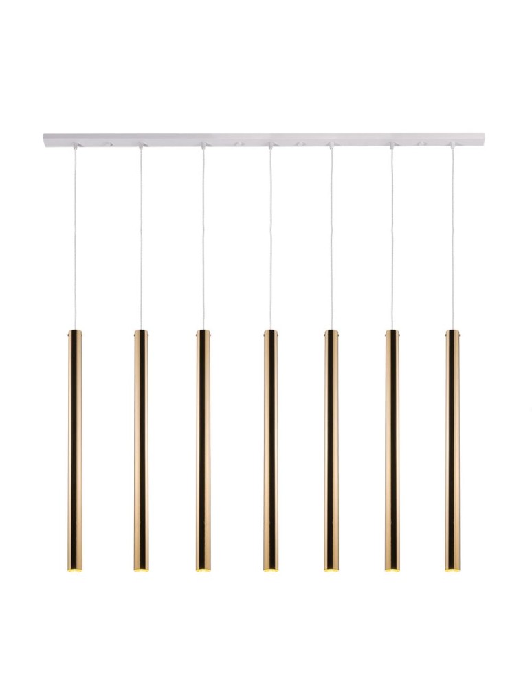 Pendant lamps on a strip - Amplex Pendant lamp Akadi 7 - Polished brass-white (700 mm) 8890 - product kolory-swiatla.pl 1