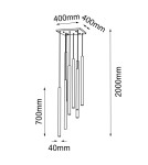 Pendant tube lamps - Amplex Akadi 8 pendant lamp - Polished brass-white (700 mm) 8892 - product 2