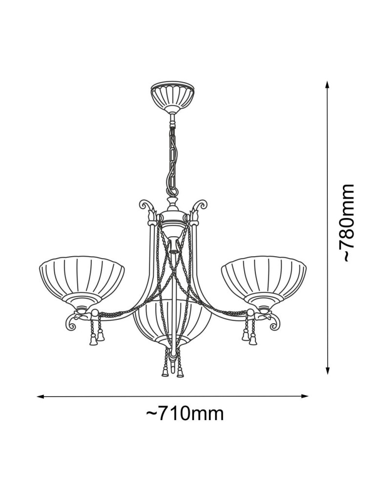 Classic chandeliers - Amplex Granada 3 pendant lamp - Patina gloss (710 mm) 8313 - product kolory-swiatla.pl 2