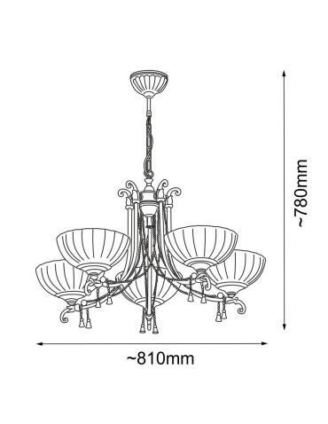 Amplex Granda 5 pendant lamp - Patina gloss (810 mm) 8315 - product 2