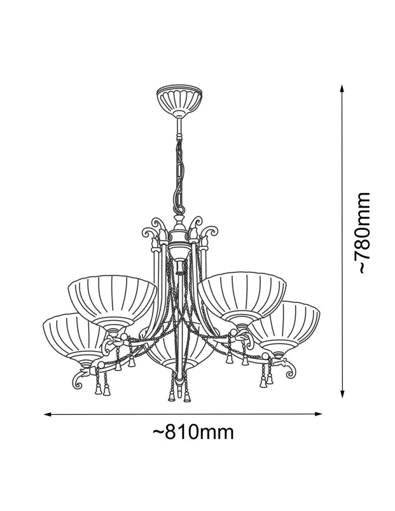 Classic chandeliers - Amplex Granda 5 pendant lamp - Patina gloss (810 mm) 8315 - product kolory-swiatla.pl 2