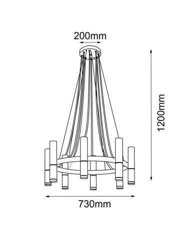 Amplex Lampa wisząca Kavos 8 - Mosiądz polerowany-czarna (730 mm) 8372 - produkt 2
