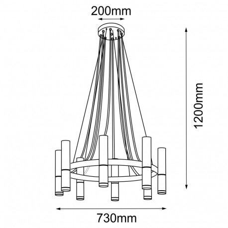 Amplex Lampa wisząca Kavos 8 - Mosiądz polerowany-czarna (730 mm) 8372