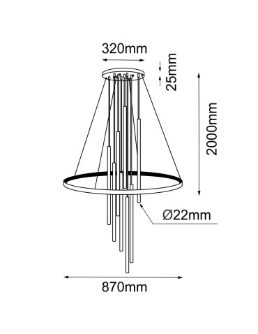 Amplex Luna Pendant Lamp - Brass matte-black 3000K 8978 - product 2