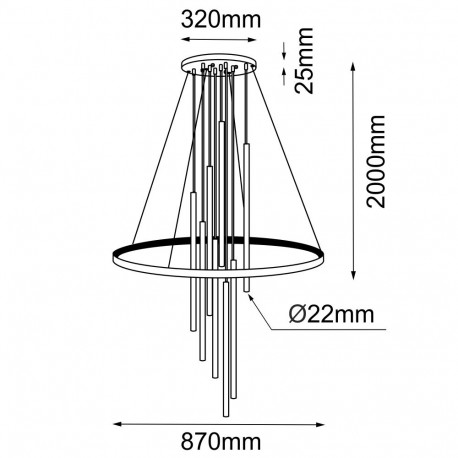 Amplex Lampa wisząca Luna - Mosiądz mat-czarna 3000K 8978