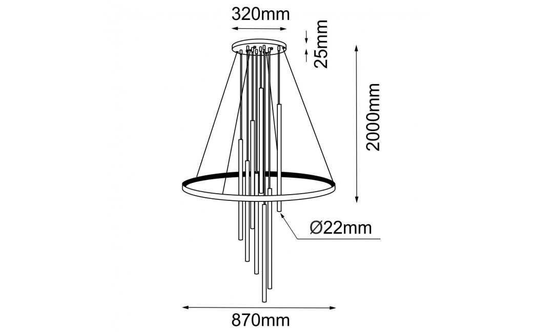 Amplex Lampa wisząca Luna - Mosiądz mat-czarna 3000K 8978