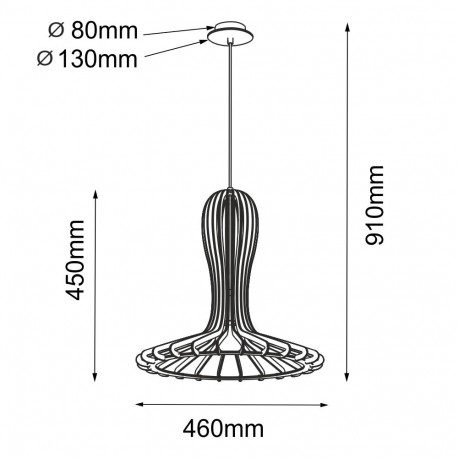 Amplex Lampa wisząca Rina - Czarna sklejka (460 mm) 5021