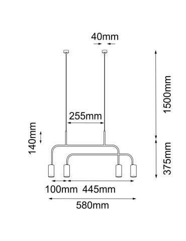 Amplex Pendant lamp Vai 4 - Polished brass-black (580 mm) 8839 - product 2