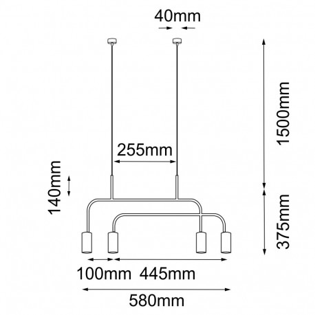 Amplex Lampa wisząca Vai 4 - Mosiądz polerowany-czarna (580 mm) 8839