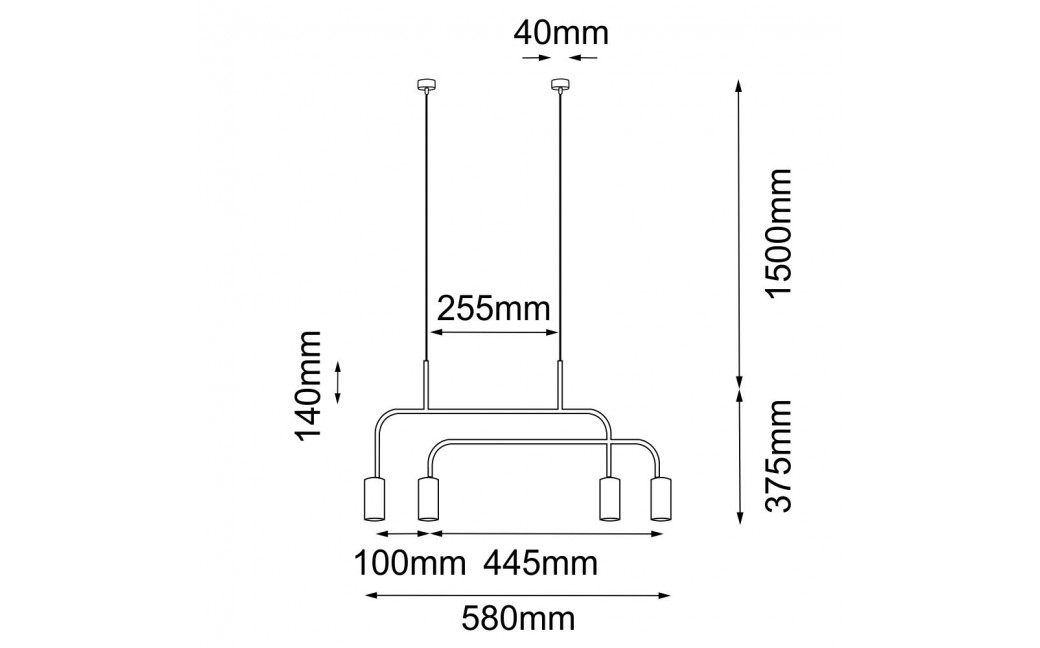 Amplex Lampa wisząca Vai 4 - Mosiądz polerowany-czarna (580 mm) 8839