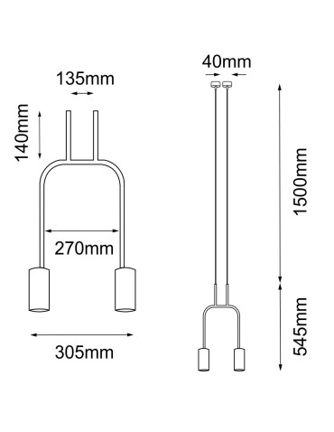 Amplex Lampa wisząca Vai 2 Krótka - Mosiądz polerowany-czarna (305 mm) 8841 - produkt 2