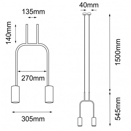 Amplex Lampa wisząca Vai 2 Krótka - Mosiądz polerowany-czarna (305 mm) 8841