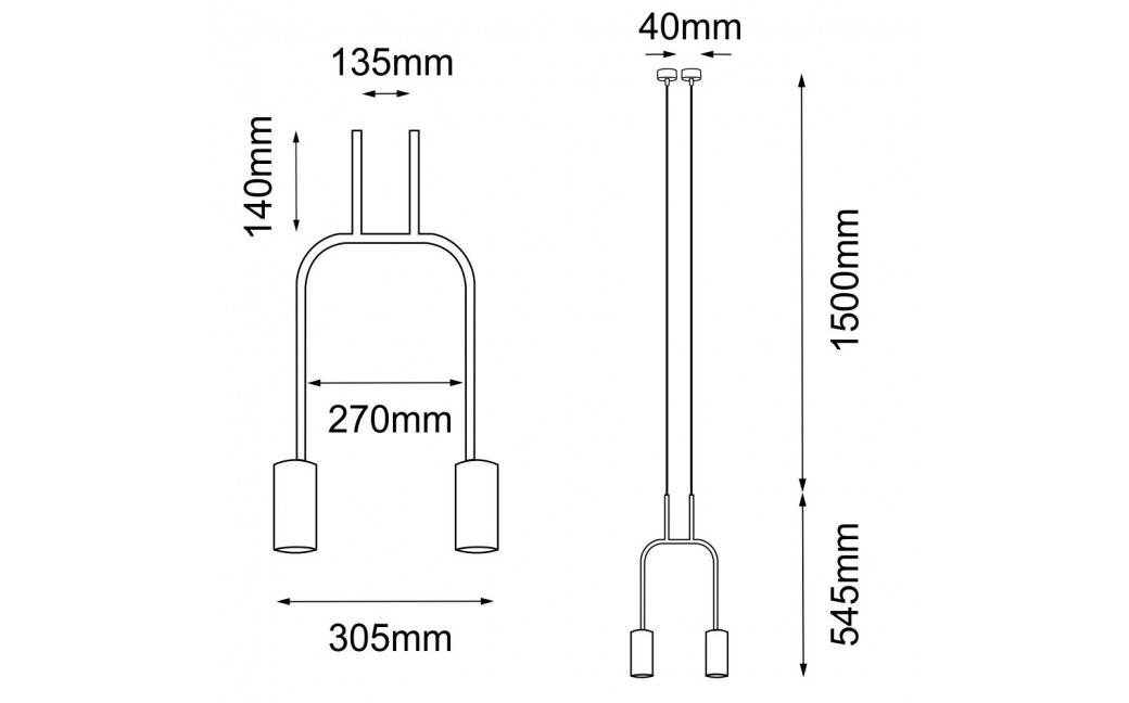 Amplex Lampa wisząca Vai 2 Krótka - Mosiądz polerowany-czarna (305 mm) 8841