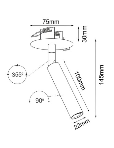 Brosline Recessed Lamp Ace in 22 - Black 3250 - product 2