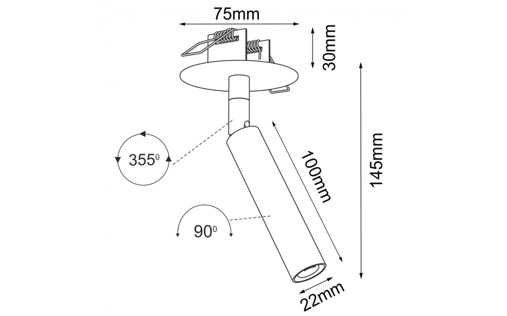 Brosline Lampa wpuszczana Ace in 22 - Biała 3251