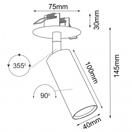 Brosline Lampa wpuszczana Ace in 40 - Biała 3253