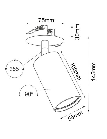 Brosline Ace recessed lamp in 55 - Black 3254 - product 2