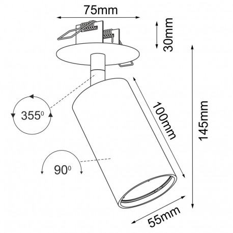Brosline Lampa wpuszczana Ace in 55 - Biała 3255