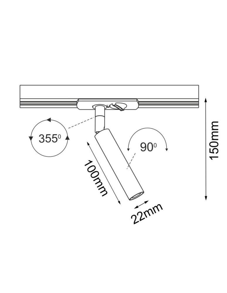 Lamps for 1 phase busbars - Brosline Spot Ace track 22 - Black - Rail 1F 230V 6250 - product kolory-swiatla.pl 2