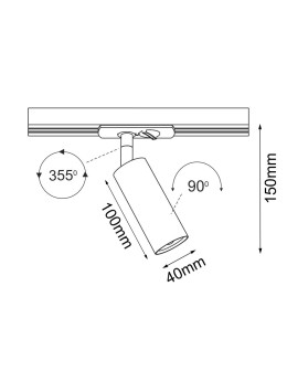 Brosline Spot Ace track 40 - Czarny - Szynoprzewód 1F 230V 6252 - produkt 2