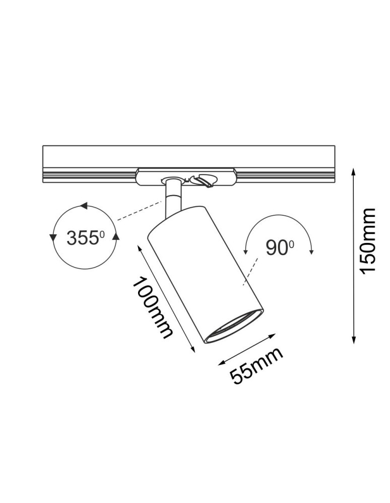 Lamps for 1 phase busbars - Brosline Spot Ace track 55 - Black - Rail 1F 230V 6254 - product kolory-swiatla.pl 2