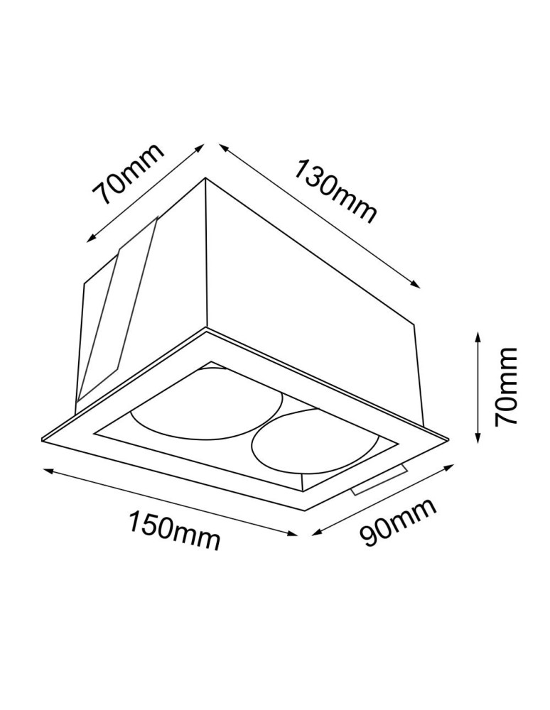 Square flush-mounted lamps - Brosline Cage recessed lamp in mini 1-2 - Black 3034 - product kolory-swiatla.pl 2